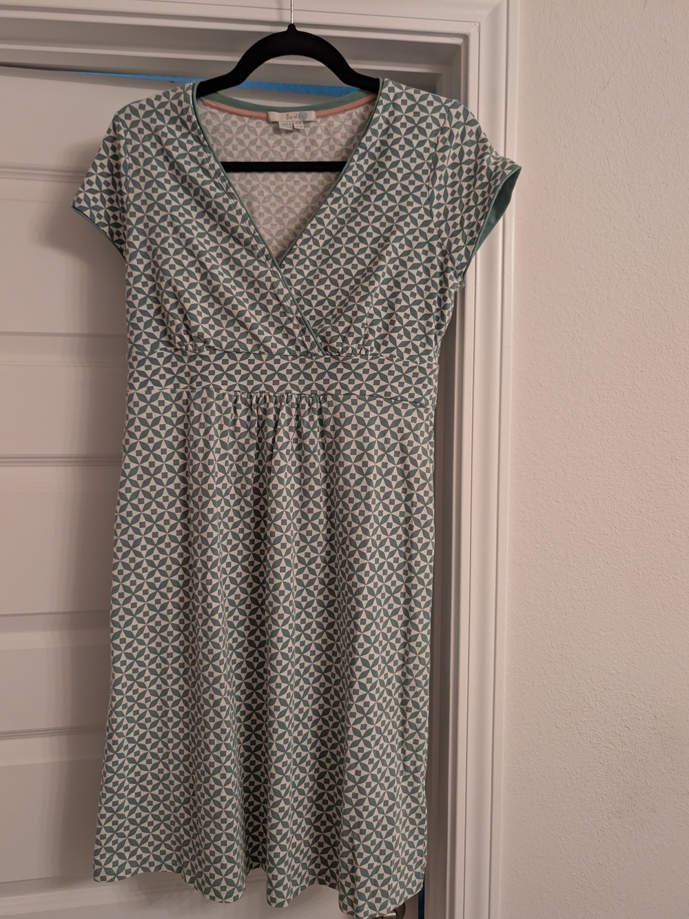 Boden Casual Jersey Dress Women's Midi Green & Pink US 6